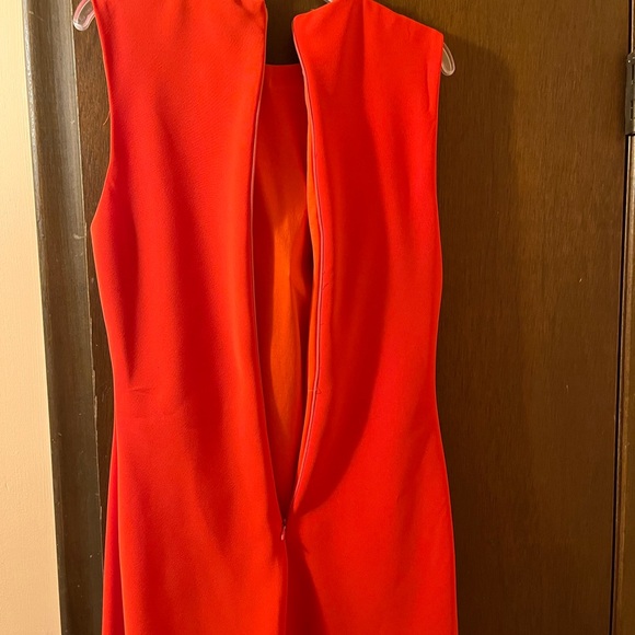IEENA for Mac Duggal red/orange midi dress with slit - Picture 4 of 6